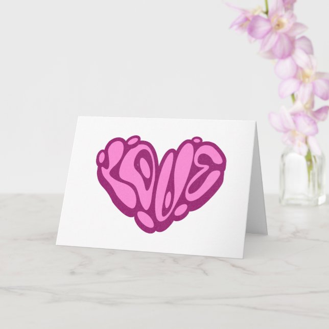 Carte Love Bubble Cœur Rose  (Orchidée)