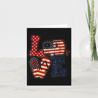 Carte Love Camping Usa Drapeau 4 juillet Flip Flop Campe