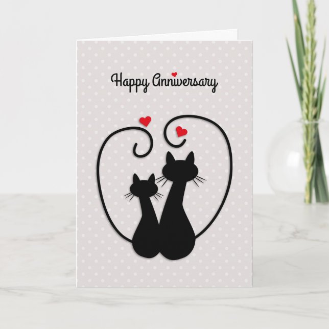 Carte Love Cats, Bonne Anniversaire Mariage (Devant)