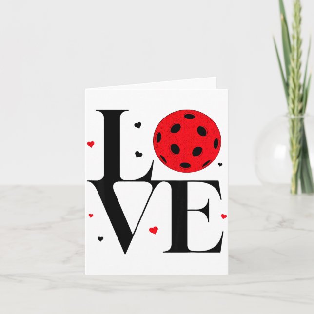 Carte Love Ckleball Valentines Day Cute Red Heart  (Devant)