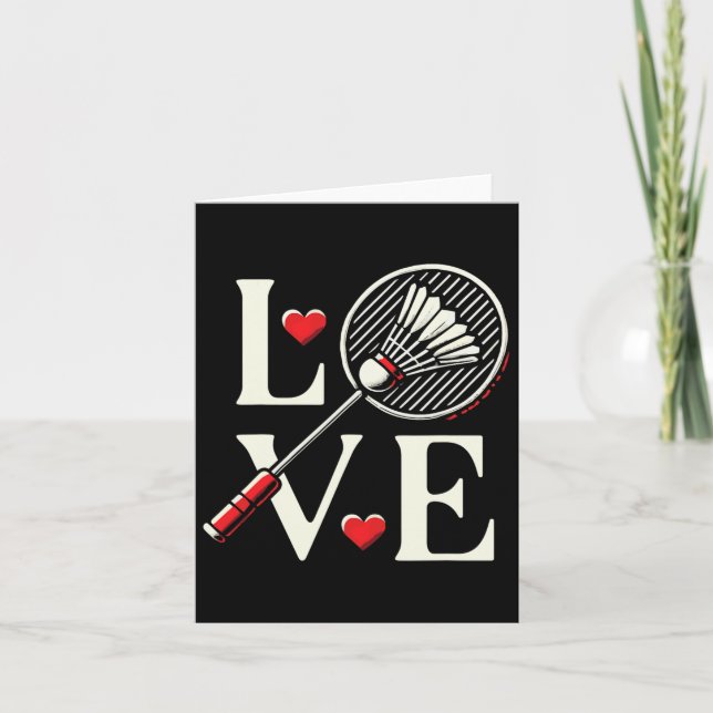 Carte Love Dminton Player Heart Racket Shuttle (Devant)