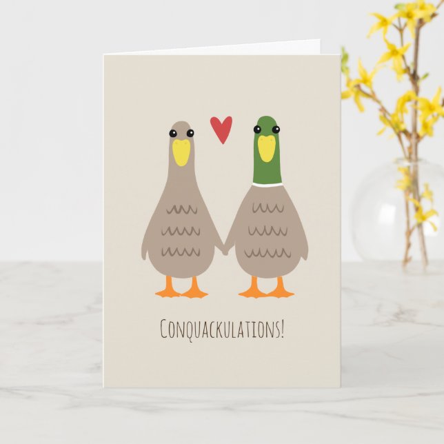 Carte Love Ducks Mariages Félicitations Funny Félicitati (Fleur jaune)