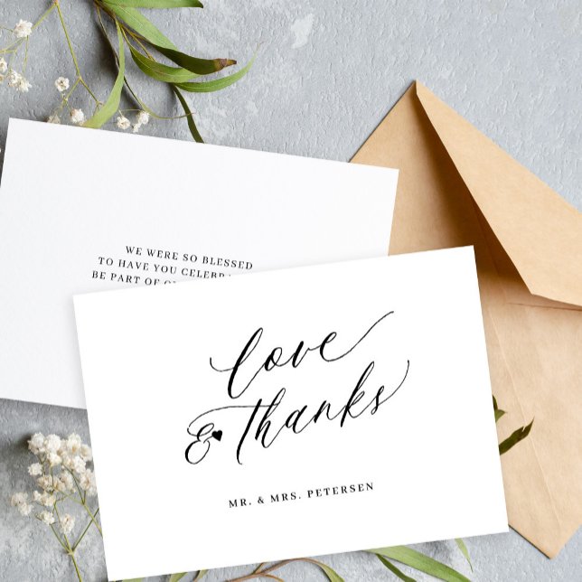 Carte Love et merci script minimaliste simple mariage (Créateur téléchargé)
