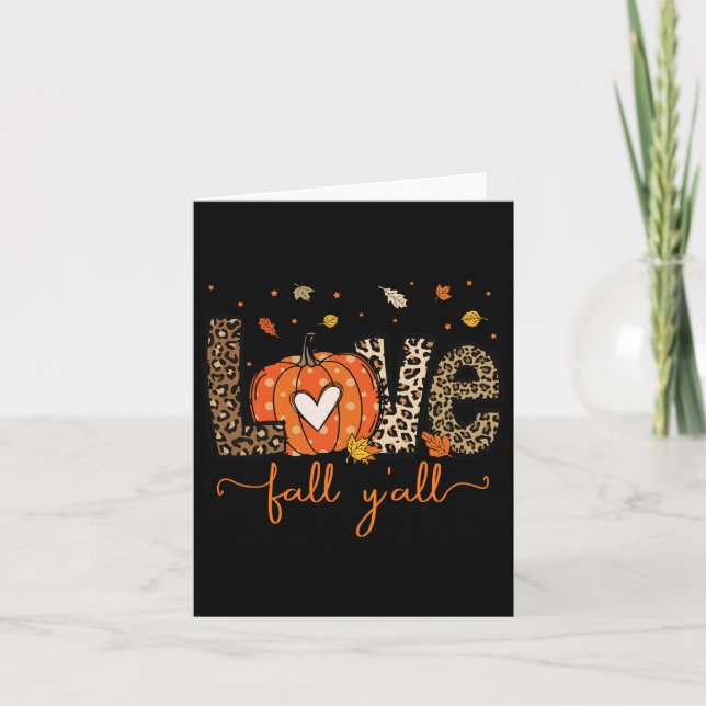 Carte Love Fall Y'all Leopard Citrouille Halloween Thank (Devant)