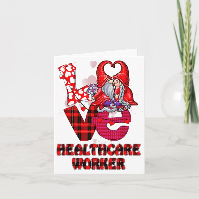 Carte Love Gnome Healthcare Worker Valentines Day Heart  (Devant)