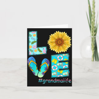 Carte LOVE Grandma Life Flip Flops Hippie Sunflower