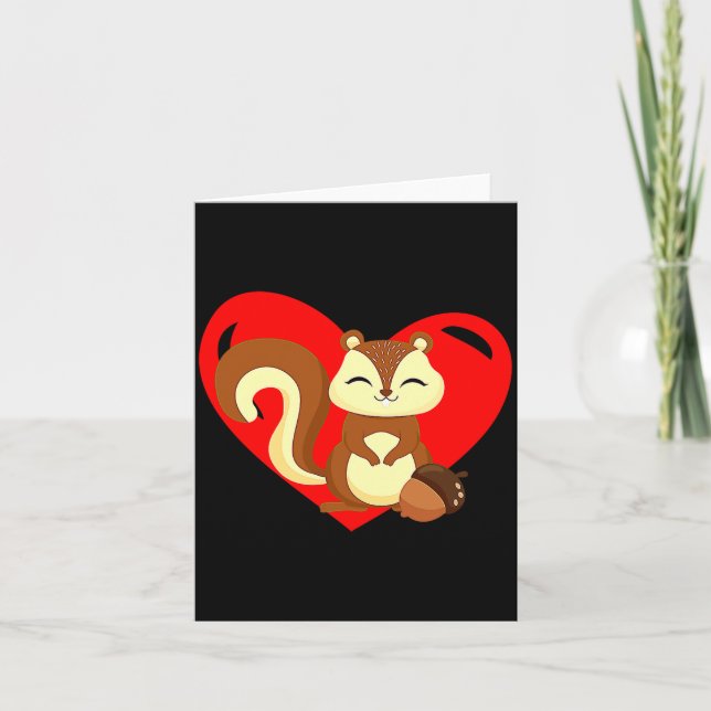 Carte Love Heart Graphic Valentines Day Squirrel Boys K  (Devant)