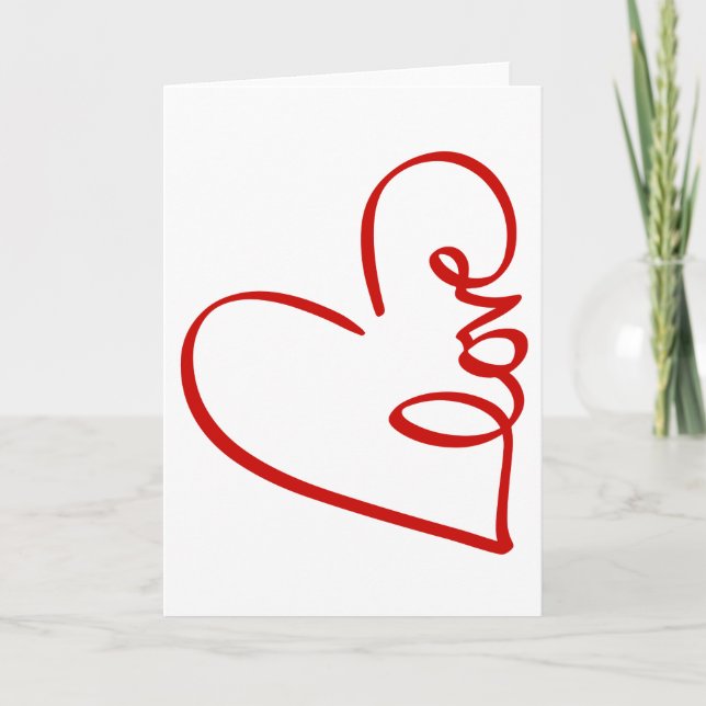 Carte Love Heart Word Art Red Valentine's (Devant)