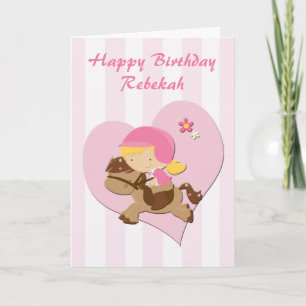 Carte Love Horseriing Pink StripesJoyeux anniversaire