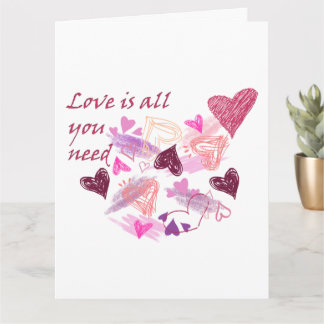Carte Love is all you need hearts customize inside text