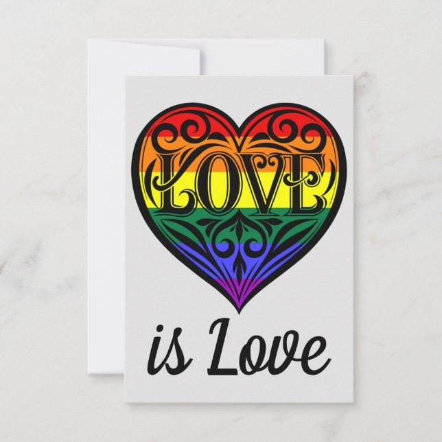 Carte Love Is Love LGBTQ Rainbow Heart Card (Devant)