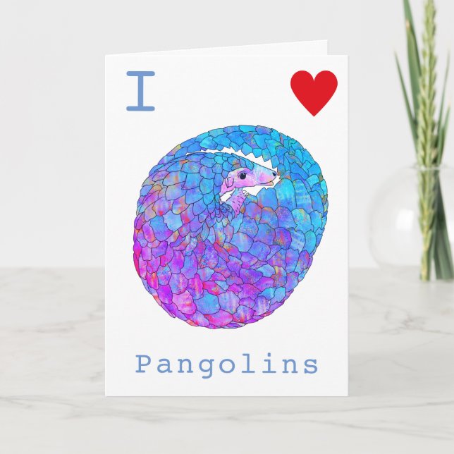 Carte Love Pangolin En danger Droits des animaux Psychéd (Devant)