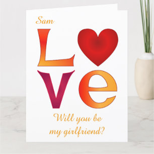 Carte LOVE personnalisé carré Proposition de Girlfriend