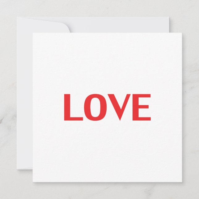 Carte Love rouge typographie moderne Saint Valentin (Devant)