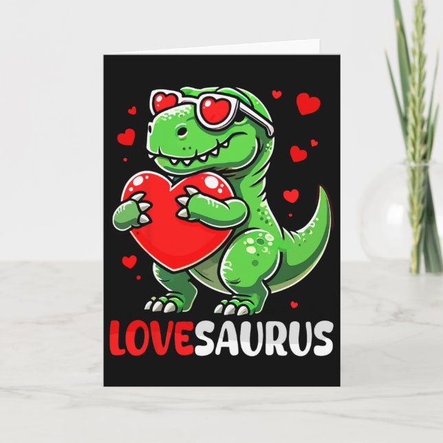 Carte Love Saurus Mignon T-rex Cœurs de célibataires Sai (Devant)