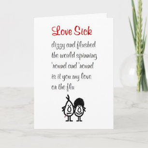 Carte Love Sick, un poème drôle pour celui que vous aime