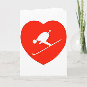 Carte Love Skiing Red Heart