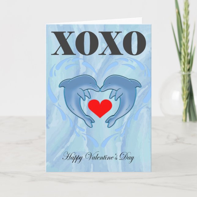 Carte Love Valentines Day xoxo dauphin (Devant)