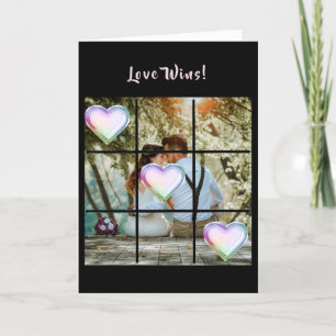 Carte Love Wins Message Photo Coeurs Valentine