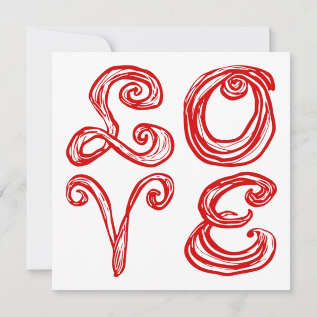 Carte LOVE Word Art Fabric Font Red Letters  (Devant)