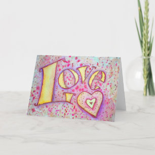 Carte Love Word Pink Parties scintillant Art Greeting Ca