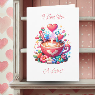 Carte Love You a Latte Drôle café romantique