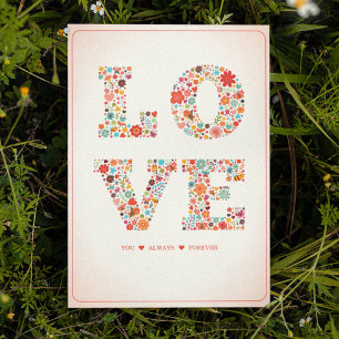 Carte "LOVE You, Always, Forever" Amour Floral Rétro