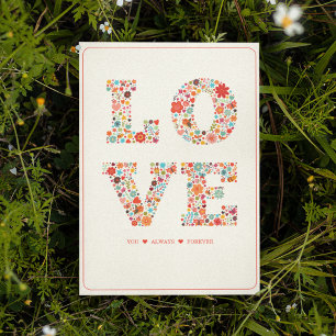Carte "LOVE You, Always, Forever" Amour Floral Rétro