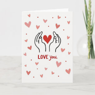Carte Love You cœur mains