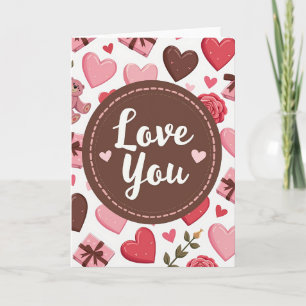 Carte Love You Cœurs Et Roses