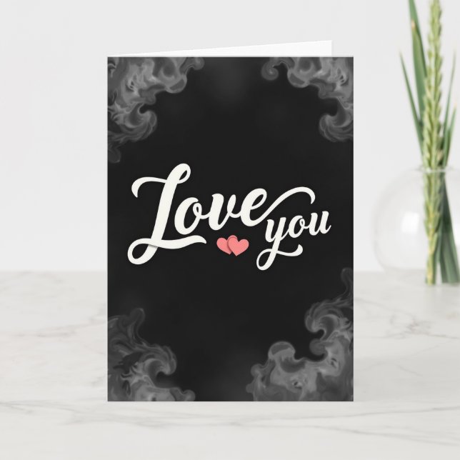 Carte Love You Cœurs Noir Blanc (Devant)