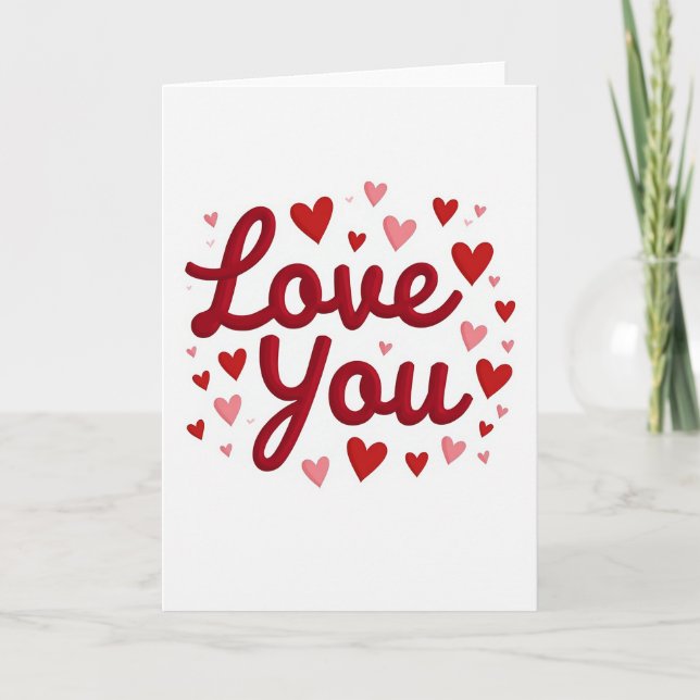 Carte Love You coeurs rouges (Devant)