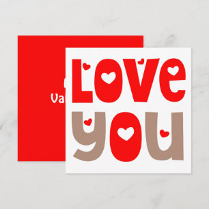 Carte Love You Cote Happy Valentines Day Rouge Blanc