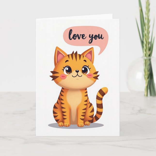 Carte Love You Cute Kitty Card (Devant)