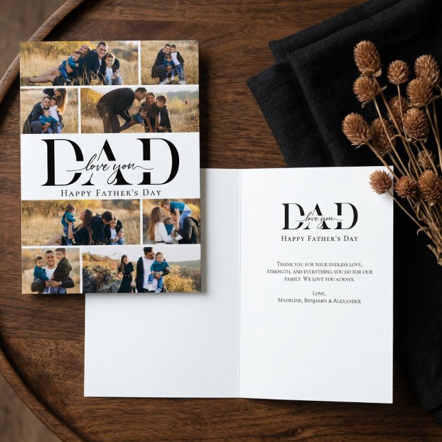 Carte Love You Dad Heart Photo Collage Father's Day (Love You Dad Heart Photo Collage Fathter's Day Card)