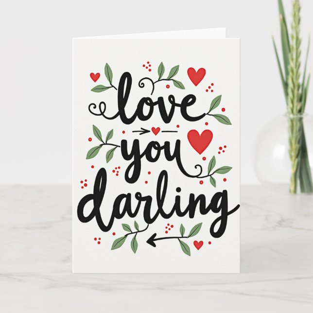 Carte Love You Darling Faux Gold Foil Card (Devant)
