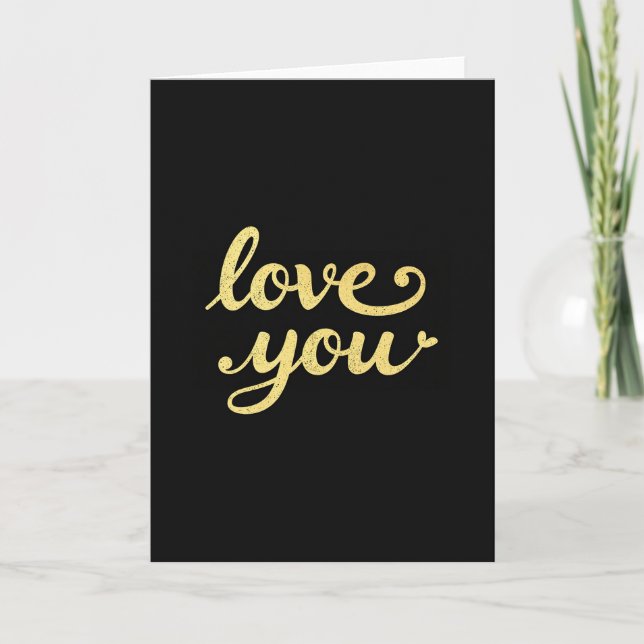 Carte « Love You » écriture dorée en gras (Devant)