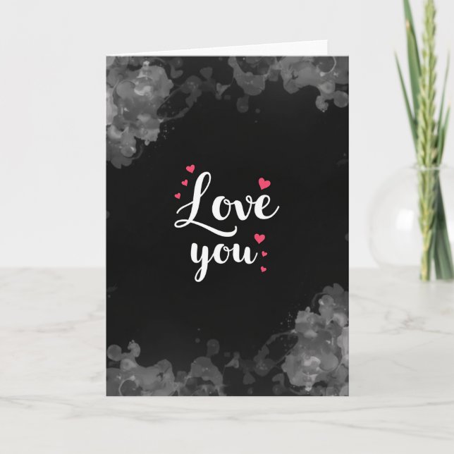 Carte Love You Fuchsia Hearts (Devant)