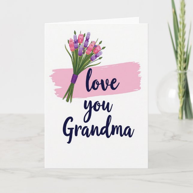 Carte Love You Grandma Floral Card (Devant)