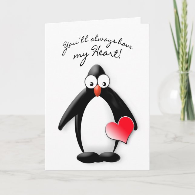 CARTE LOVE YOU - HEART - PENGUIN COLLECTION (Devant)
