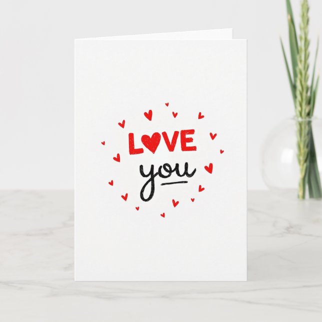Carte Love You Heart Simple (Devant)