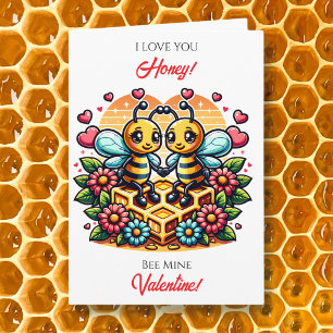 Carte Love You Honey   Thème de la Saint-Valentin abeill
