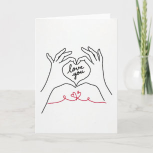 Carte Love You Mains Cœur