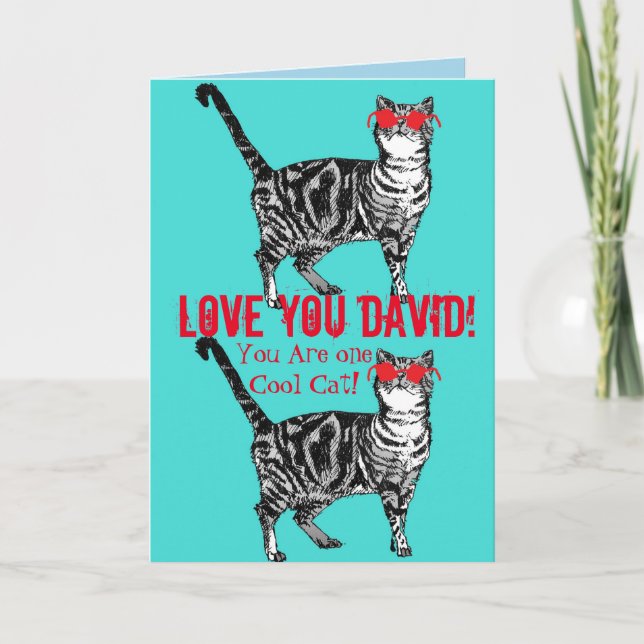 Carte Love You Mans Nom Cool Tabby Cat Cats Funny Card (Devant)