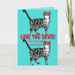 Carte Love You Mans Nom Cool Tabby Cat Cats Funny Card