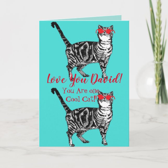 Carte Love You Mari's Name Cool Tabby Cat Funny Card (Devant)