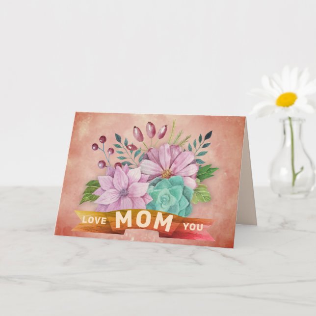 CARTE LOVE YOU MOM (Petite plante)