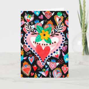 Carte Love You Mom Colorful Mexican Hearts Fête des mère