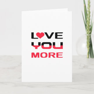 Carte Love You More Flat Gras Noir Rouge Typographie 
