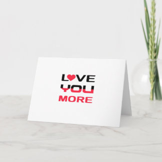 Carte Love You More Flat Gras Typographie Rouge Noir